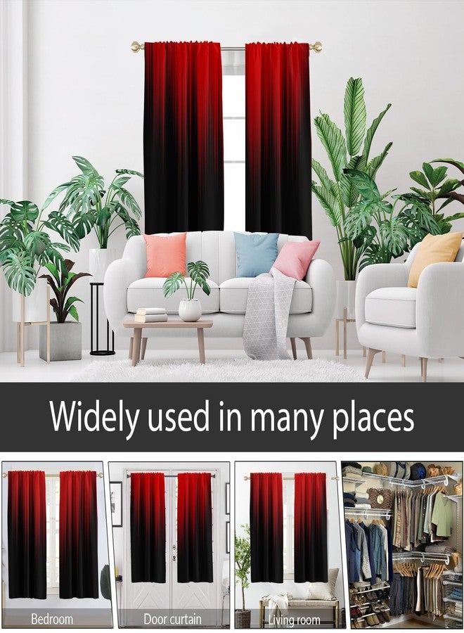 AAtter Red and Black Window Curtain Ombre Gothic Goth Halloween Dark Modern Mens Adults Cool Anime Spooky Horror Living Room Bedroom Drapes Treatment Fabric 1 Pair Home Decor, 42" W x 63" L, Gradient - Image 5